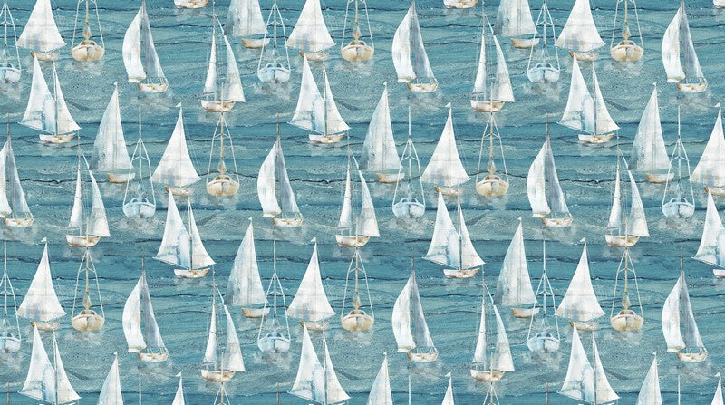 Smooth Sailing - Large Sail Boats in Blue Multi - Deborah Edwards (Pre-order: Aug 2026)