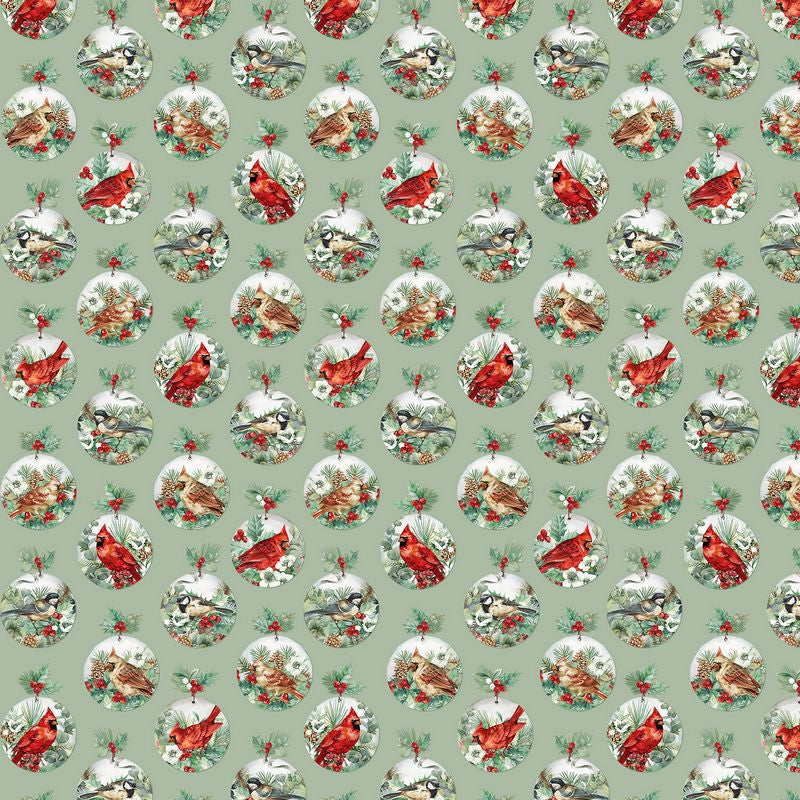 Home For Christmas - Baubles in Green - Deborah Edwards - Northcott (Pre-order: June 2026)