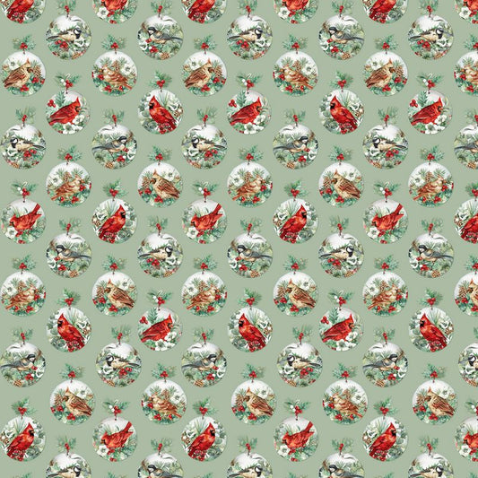 Home For Christmas - Baubles in Green - Deborah Edwards - Northcott (Pre-order: June 2026)