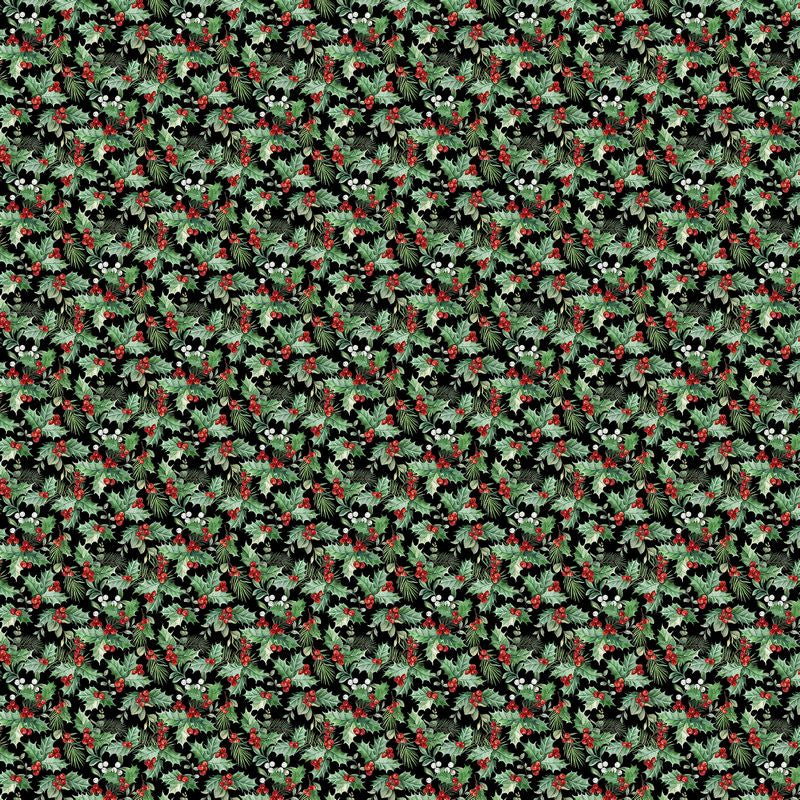 Home For Christmas - Packed Holly in Black - Deborah Edwards - Northcott (Pre-order: June 2026)