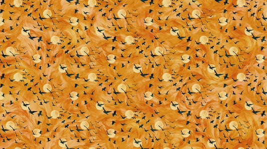 Raven's Call - Flying Ravens in Orange - Deborah Edwards & Melanie Samra - Northcott (Pre-order: May 2026)