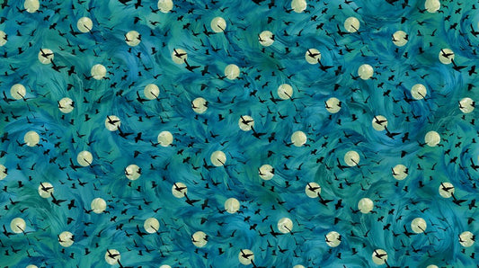 Raven's Call - Flying Ravens in Teal - Deborah Edwards & Melanie Samra - Northcott (Pre-order: May 2026)