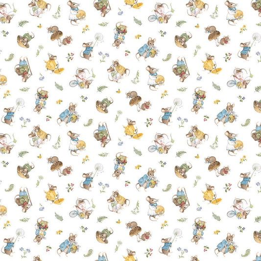 Country Mouse - Toss Mice in White - Deborah Edwards - Northcott (Pre-order: June 2026)