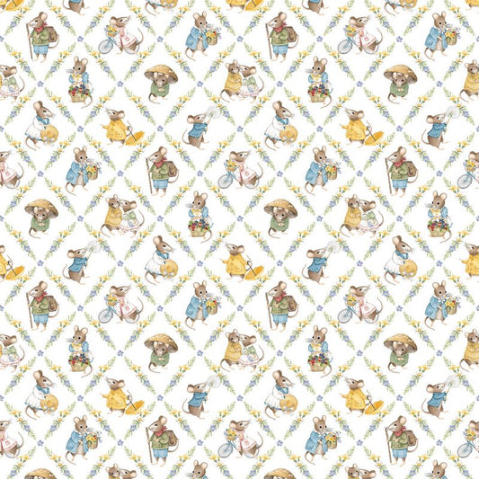 Country Mouse - Diamond Grid in White - Deborah Edwards - Northcott (Pre-order: June 2026)