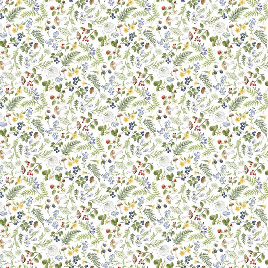 Country Mouse - Floral Fern Toss in White - Deborah Edwards - Northcott (Pre-order: June 2026)