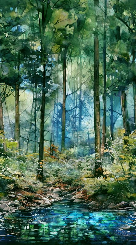 Serenity Springs - Border Edge in Green - Deborah Edwards & Melanie Samra - Northcott (Pre-order: Nov 2026)