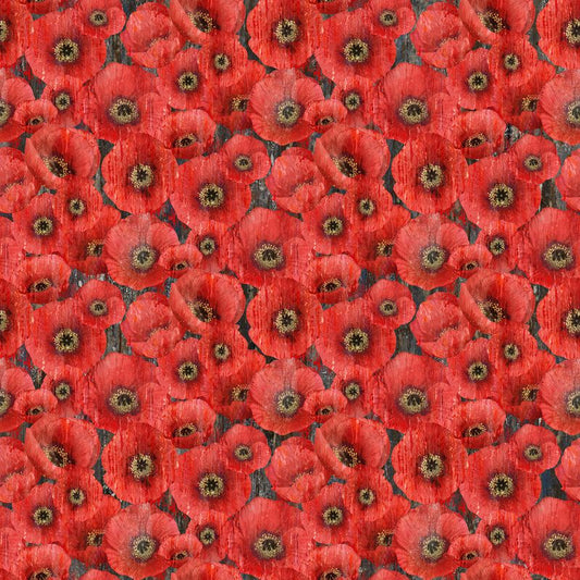 Poppy Meadow - Packed Poppy in Charcoal - Northcott (Pre-order: May 2026)