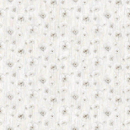 Poppy Meadow - White Poppy in White - Northcott (Pre-order: May 2026)