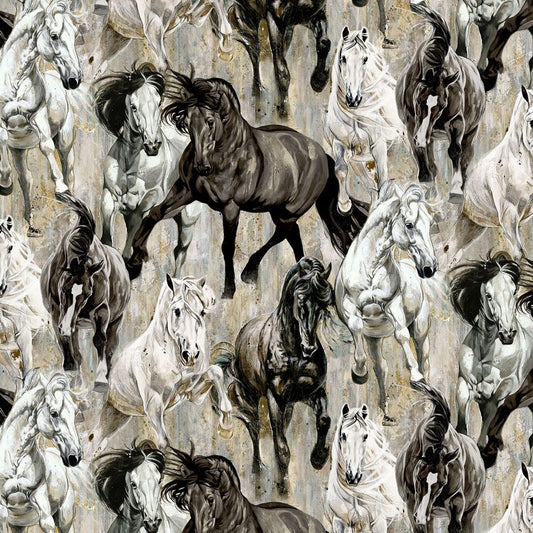 Shadow & Light - Horses in Light Brown - Elise Genest - Northcott (Pre-order: Oct 2026)