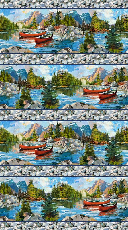 Canoe Lake -  Border Stripe in Blue - Iosif Derecichei - Northcott (Pre-order: Aug 2026)
