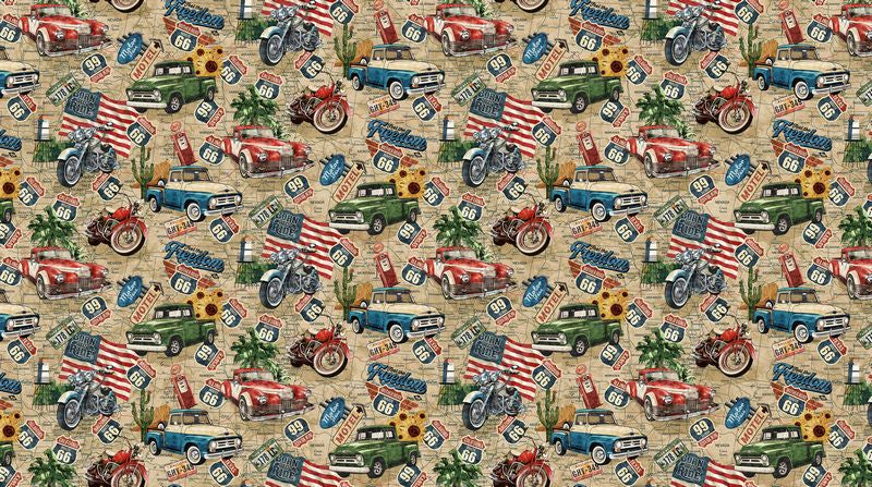 Historic Route 66 - Toss in Cream - Deborah Edwards & Melanie Samra - Northcott (Pre-order: Aug 2026)