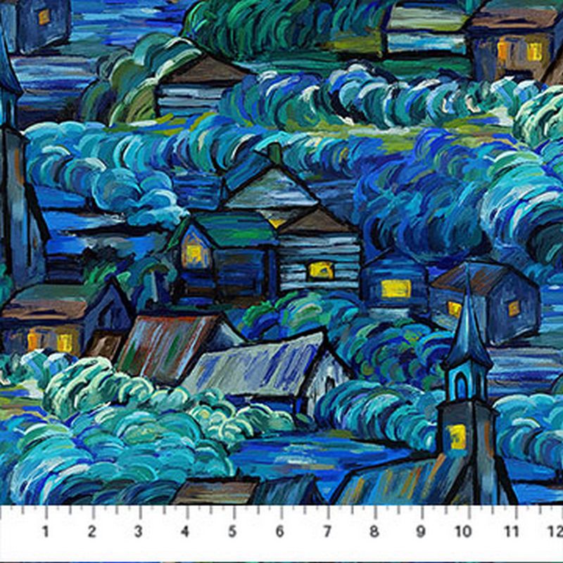 Starry Night - Scenic in Dark Blue - Elena Belokrinitski - Northcott (Pre-order: Oct 2026)