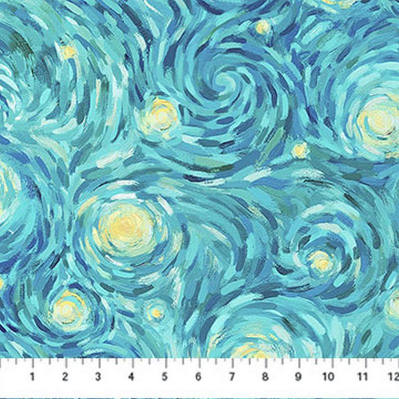 Starry Night - Night Sky in Teal - Elena Belokrinitski - Northcott (Pre-order: Oct 2026)