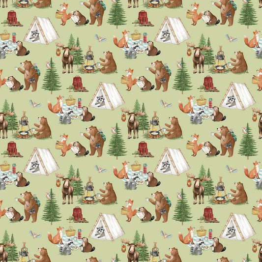 Happy Camper - Day Scene in Green - Deborah Edwards - Northcott (Pre-order: Jan 2027)