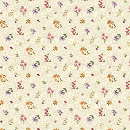 Botanica - Tossed Floral in Beige - Deborah Edwards & Kathryn Christenson - Northcott (Pre-order: Jan 2027)