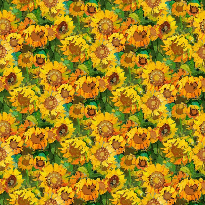 Sunny Day - Packed Sunflowers in Green - Iosif Derecichei - Northcott (Pre-order: Apr 2027)