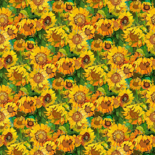 Sunny Day - Packed Sunflowers in Green - Iosif Derecichei - Northcott (Pre-order: Apr 2027)