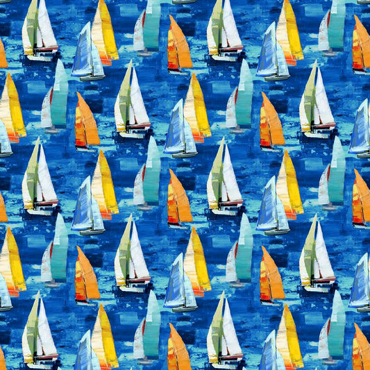 Regatta - Sail Boats in Dark Blue - Iosif Derecichei - Northcott (Pre-order: Apr 2027)