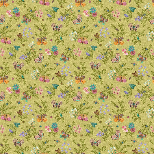 Bugs & Blooms - Small Floral in Light Olive - Pat Scheurich - Northcott (Pre-order: May 2027)