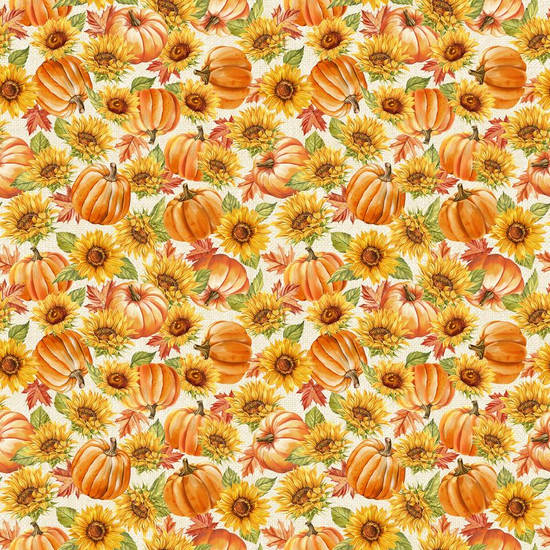 Thankful & Blessed - Sunflower Pumpkin in Beige - Deborah Edwards - Northcott (Pre-order: Apr 2027)