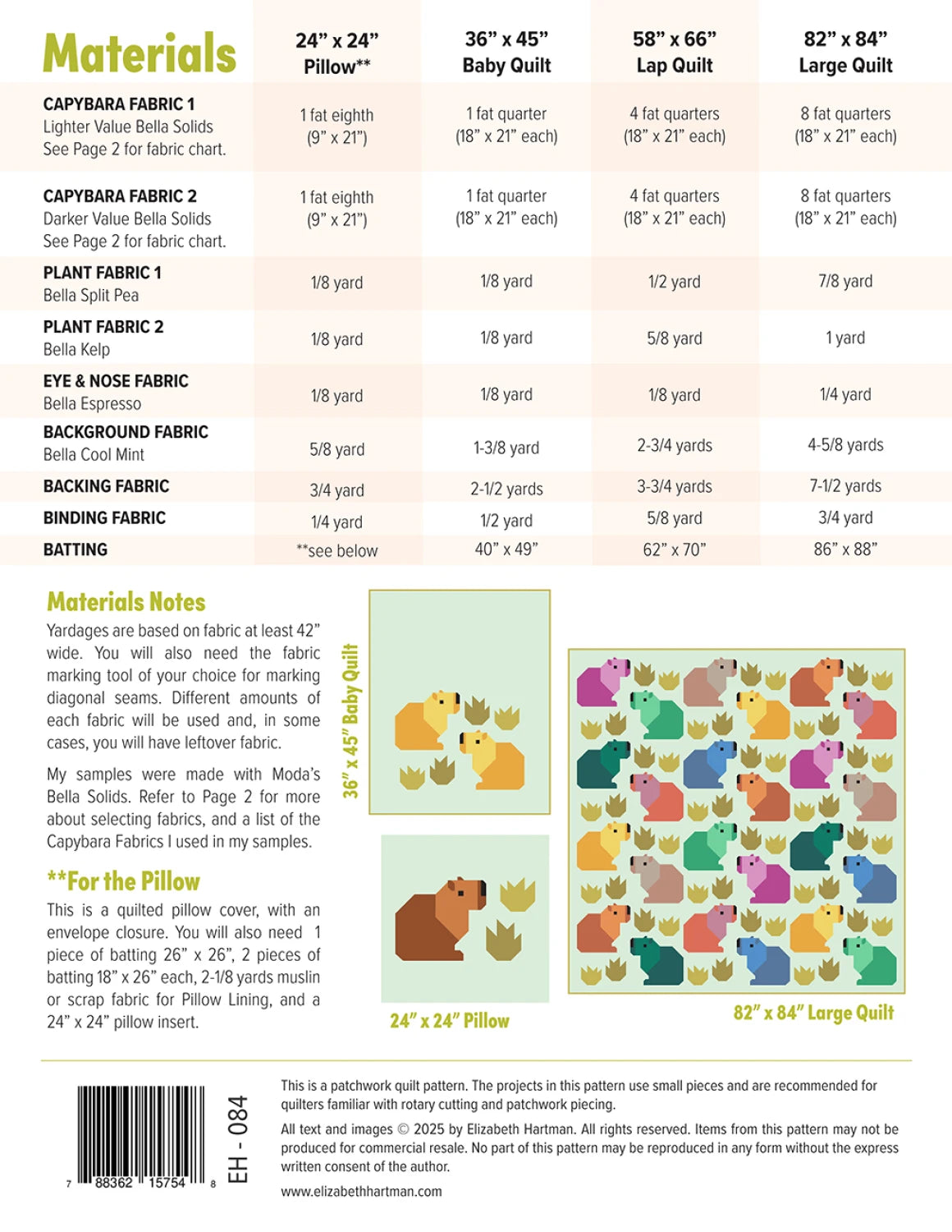 Capybara Club - Quilt Pattern - Elizabeth Hartman