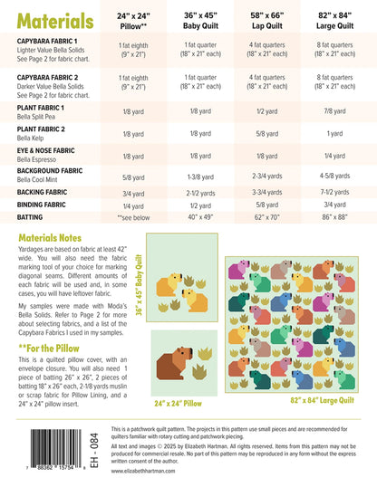 Capybara Club - Quilt Pattern - Elizabeth Hartman