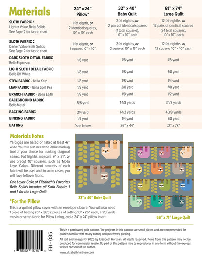 Snuggly Sloths - Quilt Pattern - Elizabeth Hartman