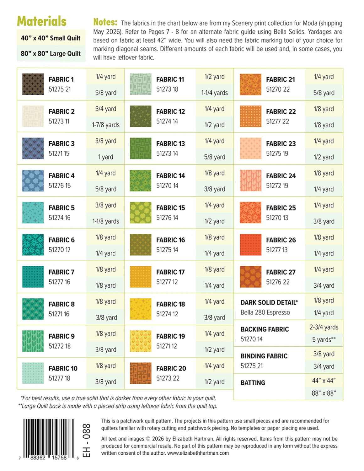 Outdoors - Quilt Pattern - Elizabeth Hartman