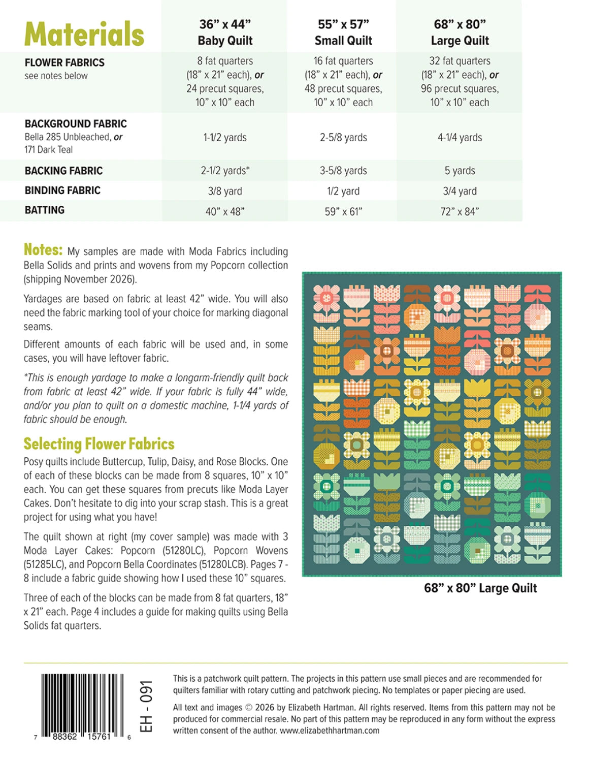 Posy - Quilt Pattern - Elizabeth Hartman (Pre-order: Aug 2026)