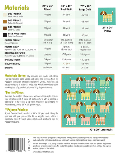 Pups in Pajamas - Quilt Pattern - Elizabeth Hartman (Pre-order: Aug 2026)