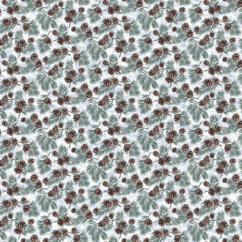 Winter Jays FLANNEL - Pine Cones in Pale Blue - Art Brand Holdings - Northcott (Pre-order: July 2024)