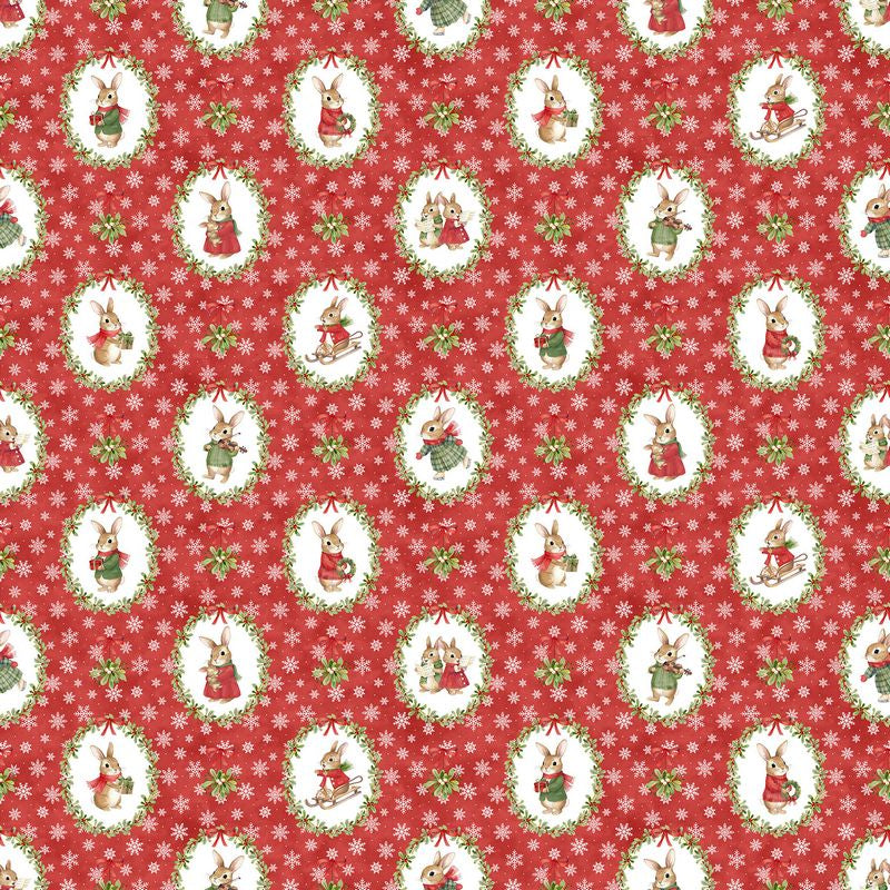 Briarwood Christmas FLANNEL - Medallions in Red - Deborah Edwards - Northcott (Pre-order: Jun 2027)