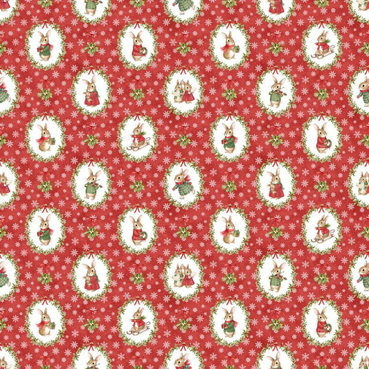 Briarwood Christmas FLANNEL - Medallions in Red - Deborah Edwards - Northcott (Pre-order: Jun 2027)