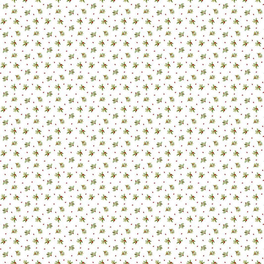 Briarwood Christmas FLANNEL - Mistletoe Toss in White - Deborah Edwards - Northcott (Pre-order: Jun 2027)
