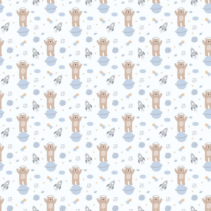 To The Moon FLANNEL - Bears in Blue - FIGO Studio (Northcott) (Pre-order: June 2027)