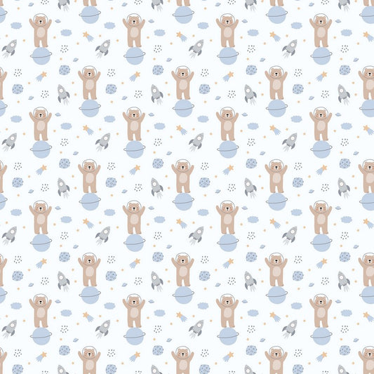 To The Moon FLANNEL - Bears in Blue - FIGO Studio (Northcott) (Pre-order: June 2027)