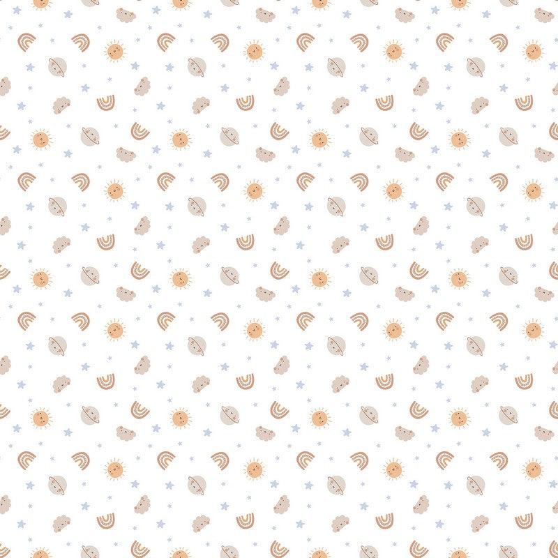 To The Moon FLANNEL - Sun in White - FIGO Studio (Northcott) (Pre-order: June 2027)