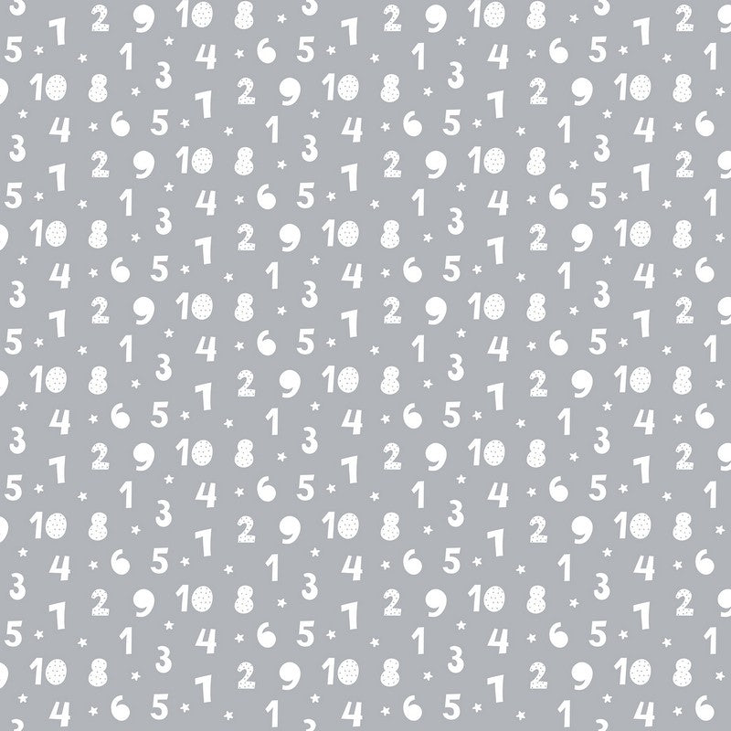 To The Moon FLANNEL - Numbers in Grey - FIGO Studio (Northcott) (Pre-order: June 2027)