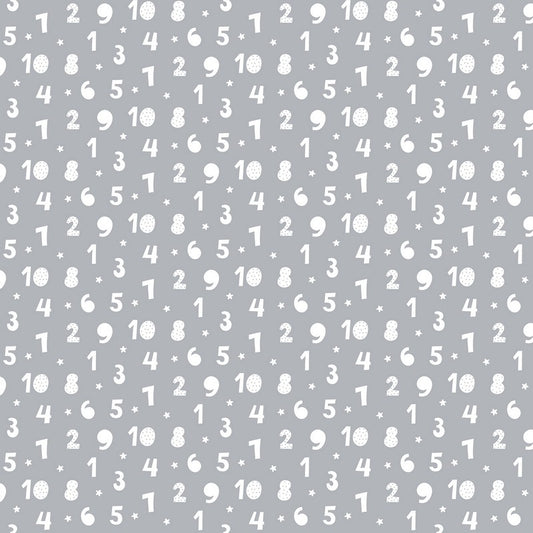 To The Moon FLANNEL - Numbers in Grey - FIGO Studio (Northcott) (Pre-order: June 2027)