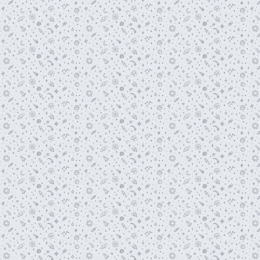To The Moon FLANNEL - Space in Grey - FIGO Studio (Northcott) (Pre-order: June 2027)