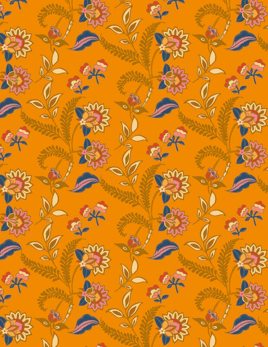 The Flower Fields - Treillage Gilt - Maureen Cracknell - Art Gallery Fabrics