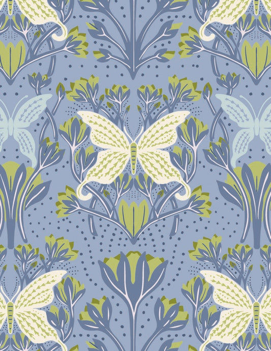 Fresh Linen - Butterfly Reflection Dusk - Katie O'Shea - Art Gallery Fabrics