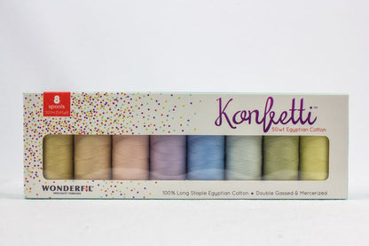 Konfetti 8 Pack - Iced Pastels - Cotton 50wt 547yd (500m) - WonderFil Specialty Threads (Pre-order: Jan 2026)