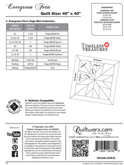Evergreen Fern Quilt Pattern (FPP) - Quiltworx