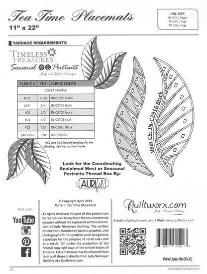 Tea Time Placemats Quilt Pattern (FPP) - Quiltworx (Pre-order: Mar 2026)