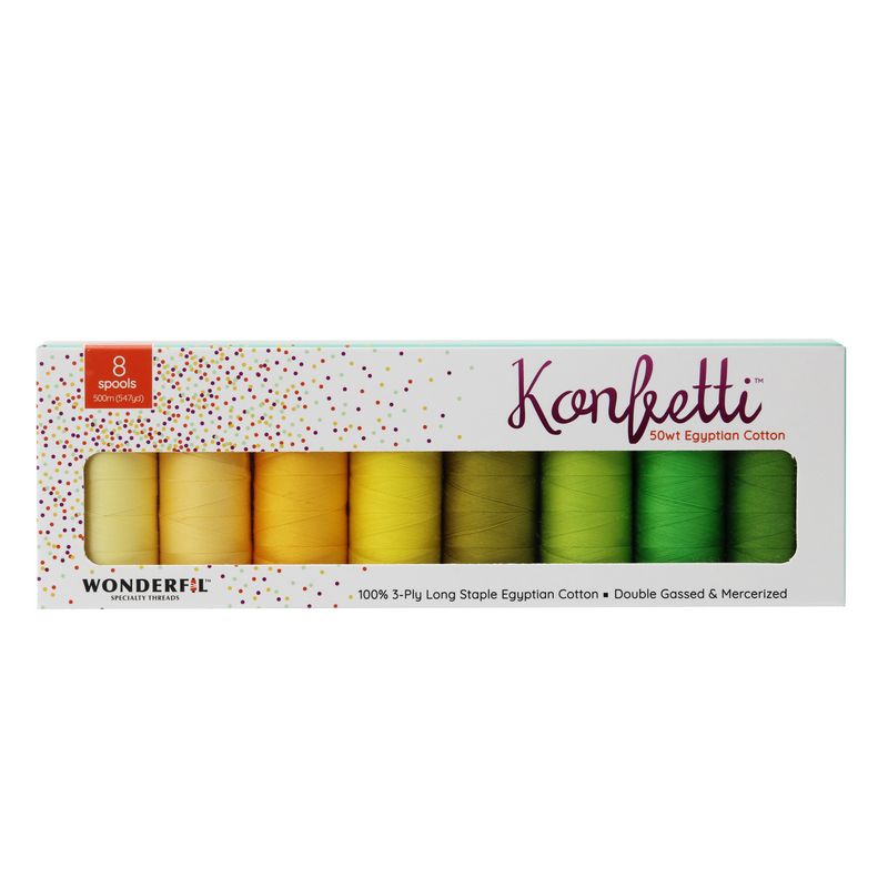 Konfetti 8 Pack - Key Lime Pie - Cotton 50wt 547yd (500m) - WonderFil Specialty Threads (Pre-order: Jan 2026)