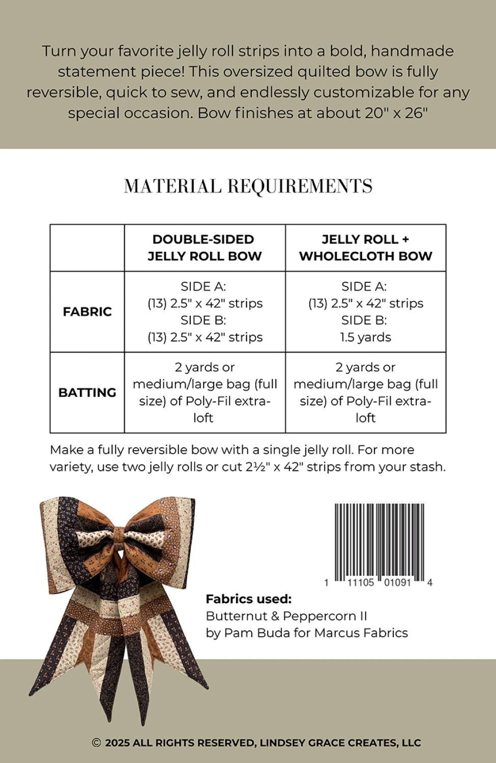 The Big Giant Quilted Jelly Roll Bow - Lindsey Grace (Pre-order: Sept 2026)