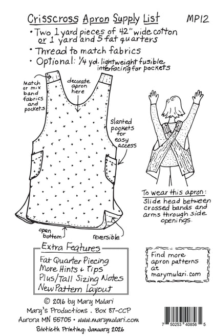 Crisscross Apron Pattern - Mary Mulari (Pre-order: Sept 2026)