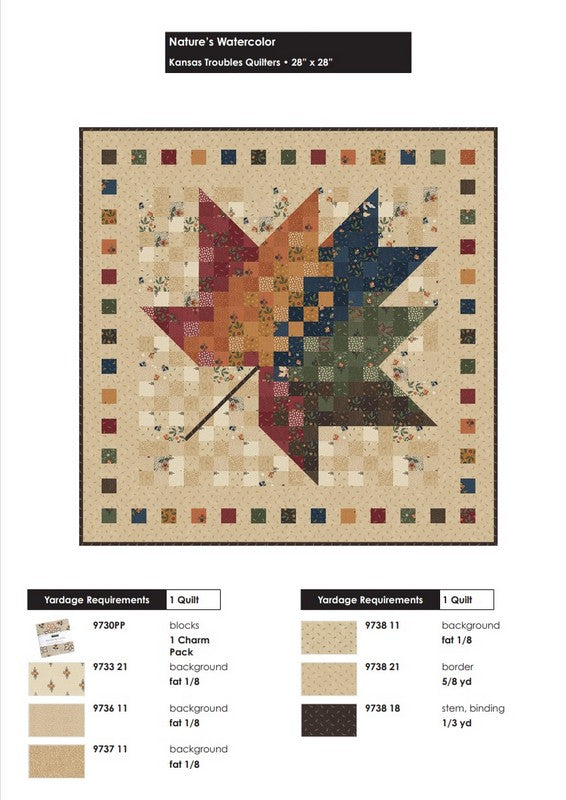 Fluttering Leaves Nature's Watercolor Quilt Pattern Kansas Troubles