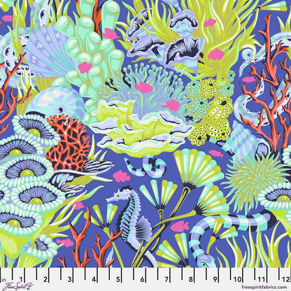 Floral Reef - Reef What You Want in Marine - Tula Pink - Free Spirit (Pre-order: May 2026) - Dinkydoo Fabrics